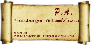 Pressburger Artemíszia névjegykártya